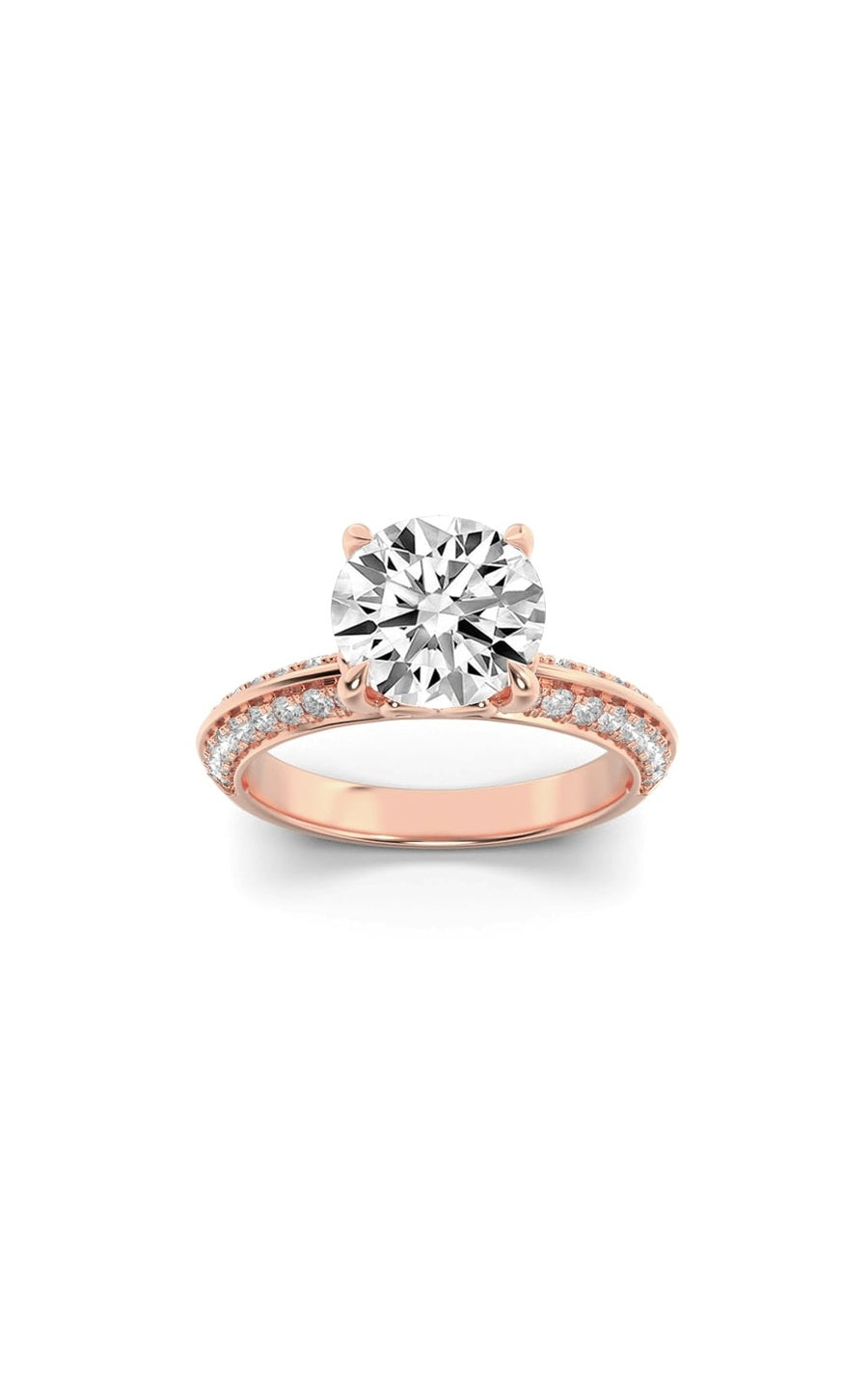 2Cttw Round Shaped Lab Grown Diamond (F/VS) MicroPave Knife Edge Accent Ring in 14K Gold