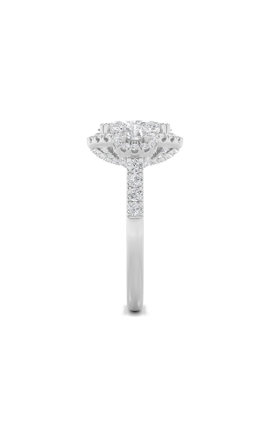 3Cttw Oval Shaped Lab Grown Diamond (F/VS) Three Stone Accented Ring in 14K Gold