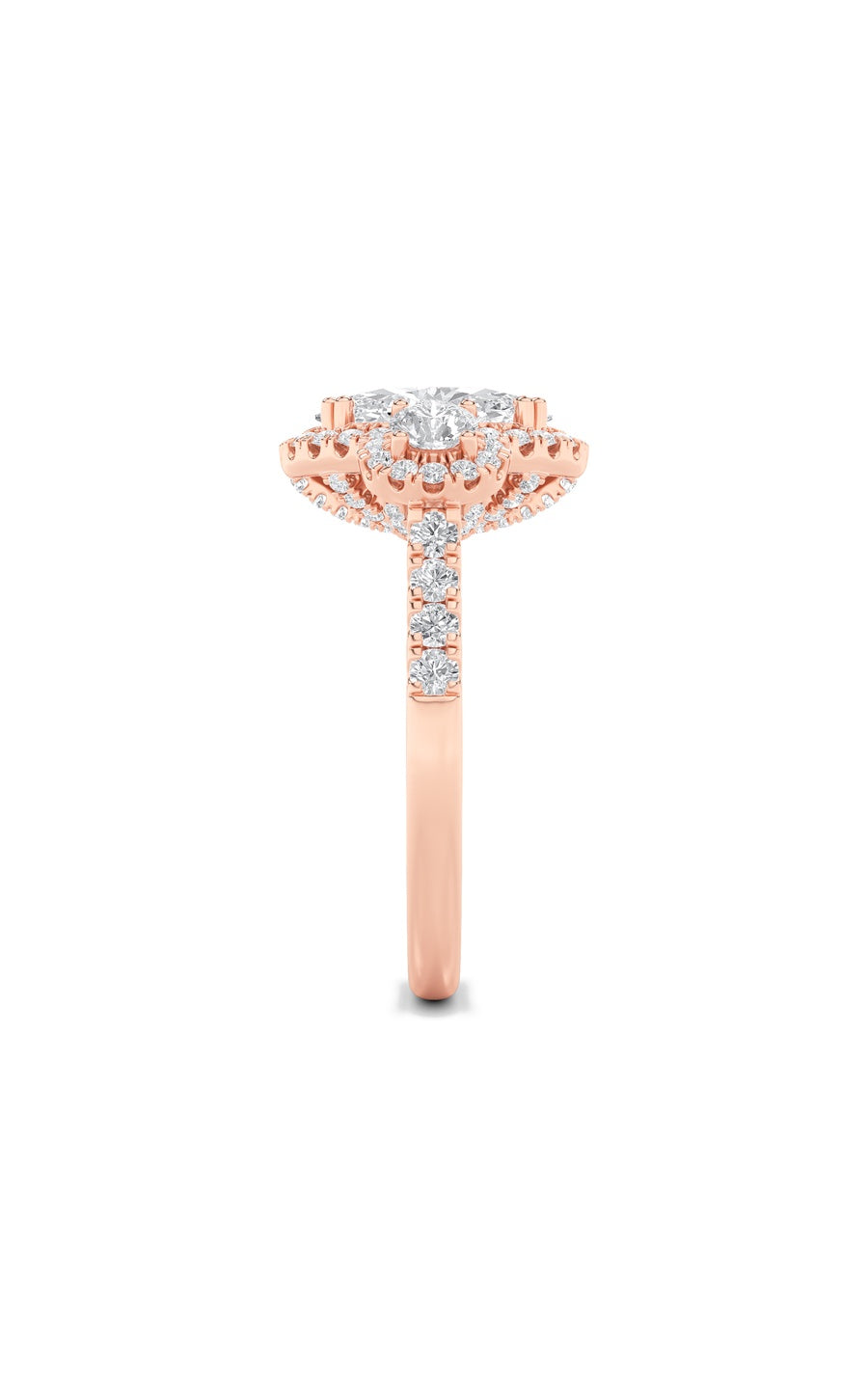 3Cttw Oval Shaped Lab Grown Diamond (F/VS) Three Stone Accented Ring in 14K Gold