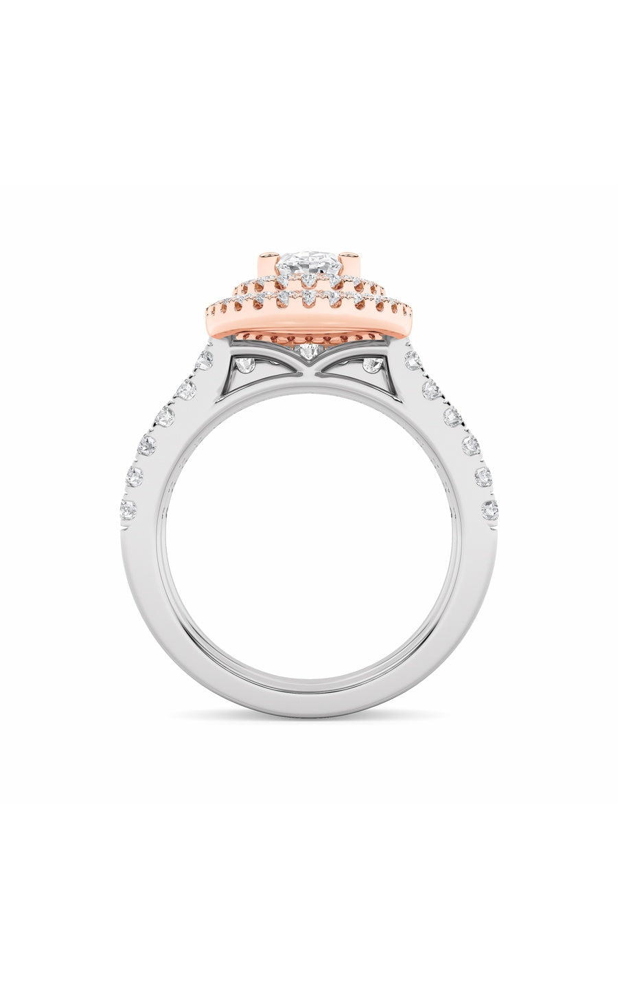 2Cttw Oval Shaped Lab Grown Diamond (F/VS) DoubleHalo Bridal Set Engagement Ring Set in 14K Gold