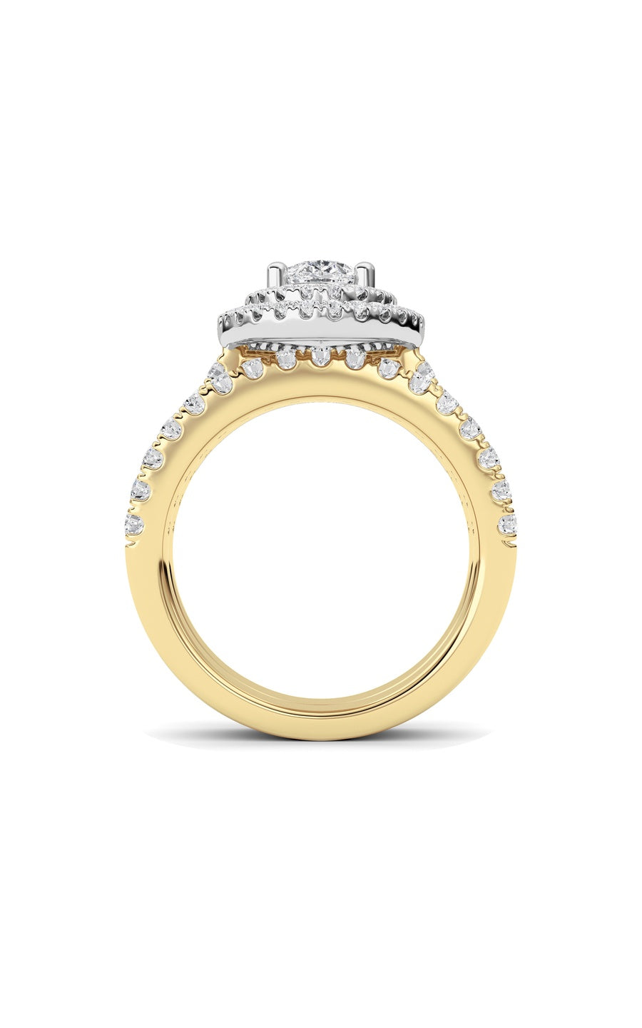 2Cttw Pear Shaped Lab Grown Diamond (F/VS) DoubleHalo Bridal Set Engagement Ring Set in 14K Gold