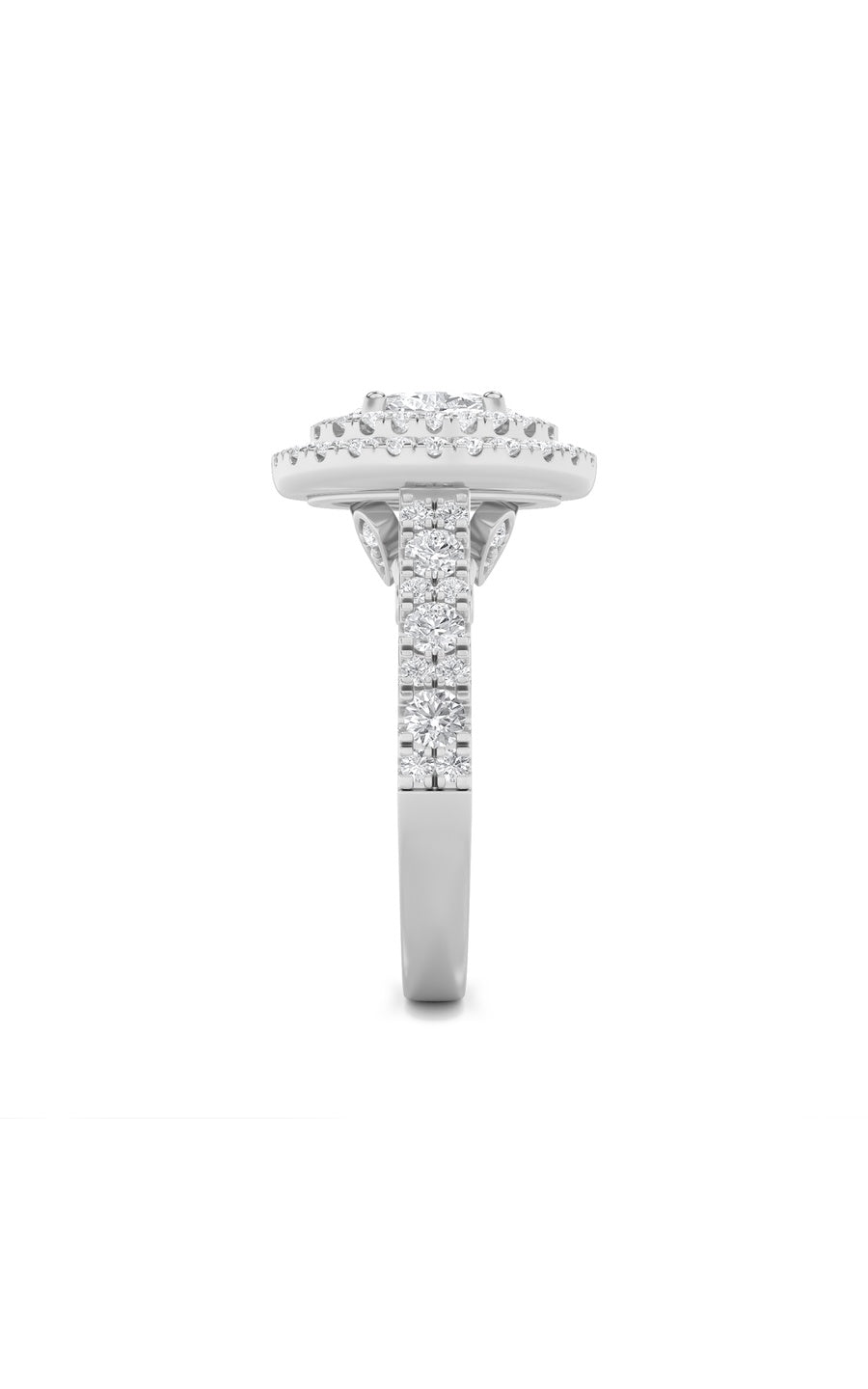 2Cttw Oval Shaped Lab Grown Diamond (F/VS) DoubleHalo Engagement Ring in 14K Gold