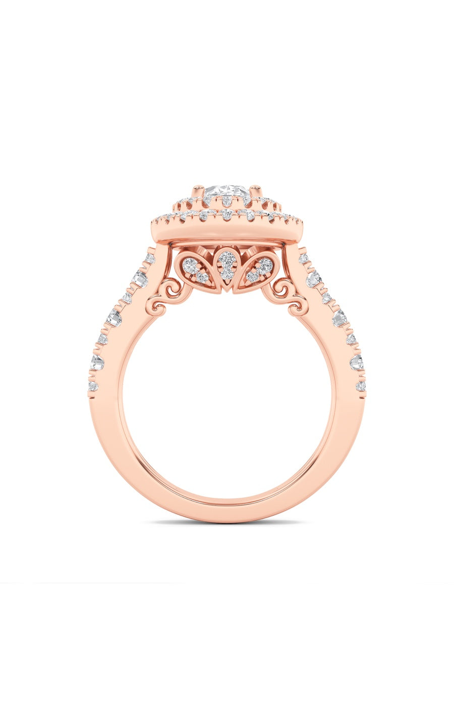 2Cttw Oval Shaped Lab Grown Diamond (F/VS) DoubleHalo Engagement Ring in 14K Gold
