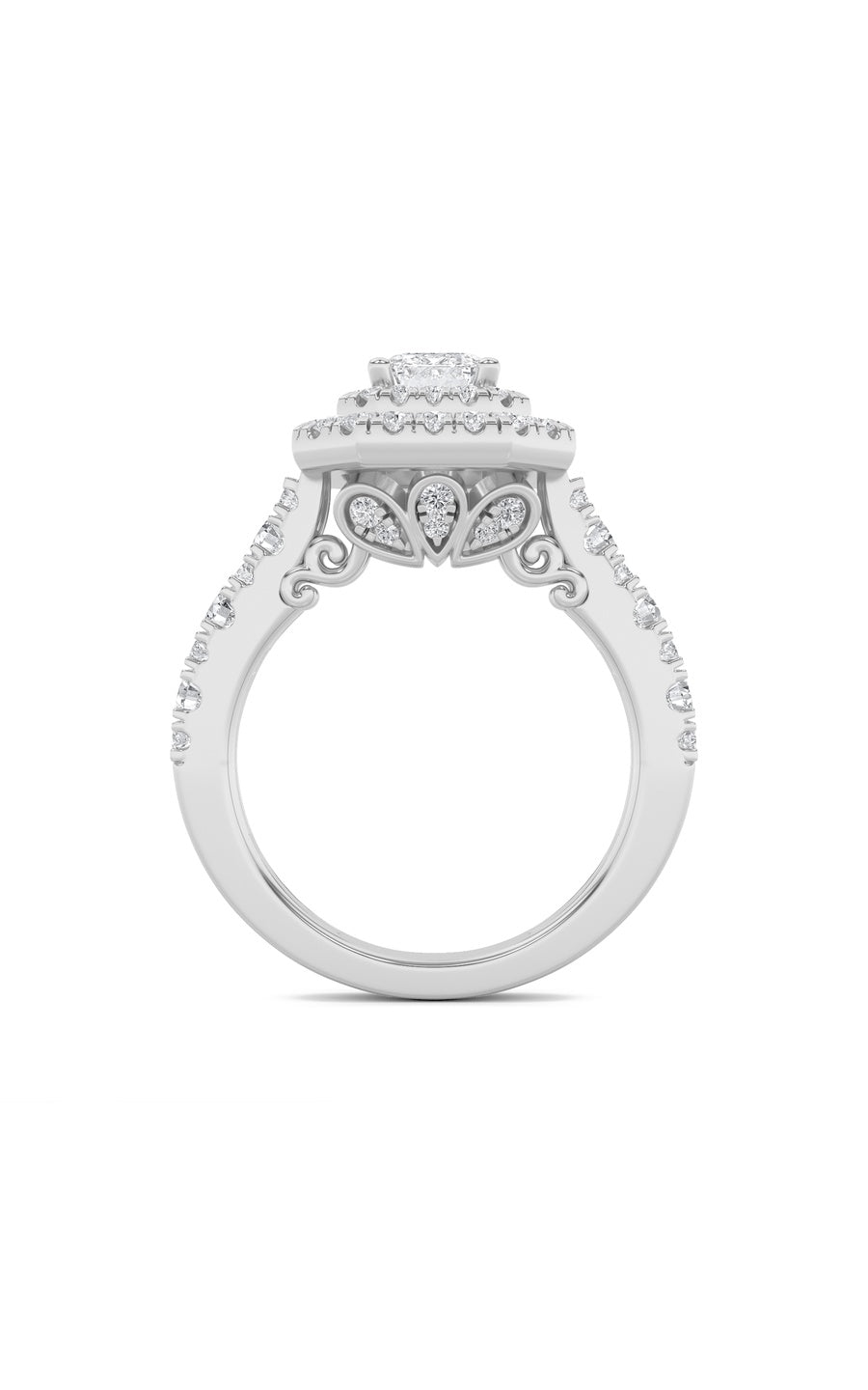 2Cttw Radiant Shaped Lab Grown Diamond (F/VS) Double Halo Engagement Ring in 14K Gold