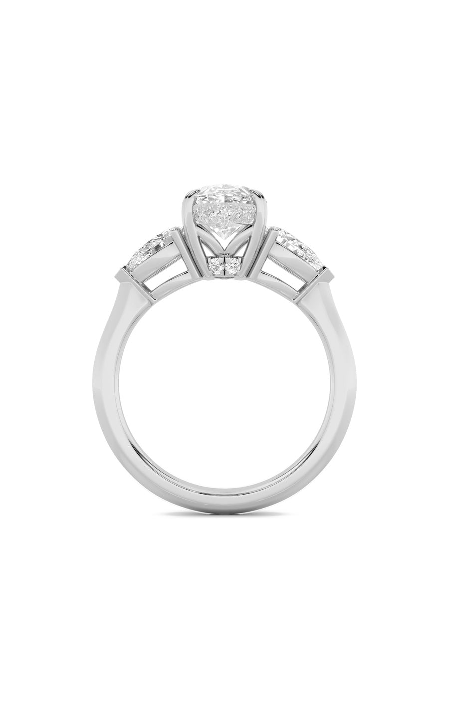 3Cttw Oval Shaped Lab Grown Diamond (F/VS) Three Stone Hidden Halo Ring in 14K Gold