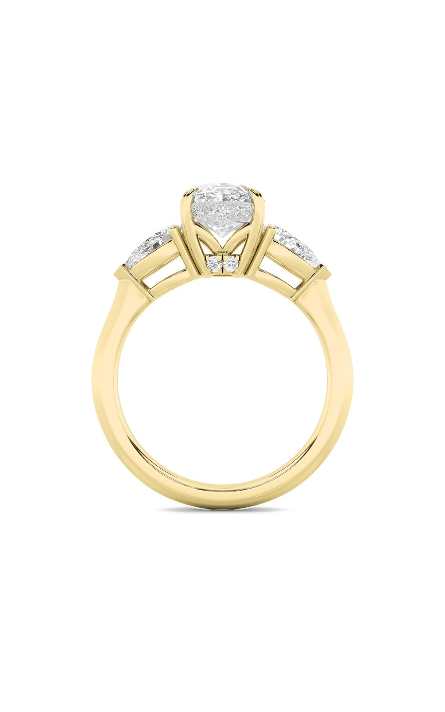 3Cttw Oval Shaped Lab Grown Diamond (F/VS) Three Stone Hidden Halo Ring in 14K Gold