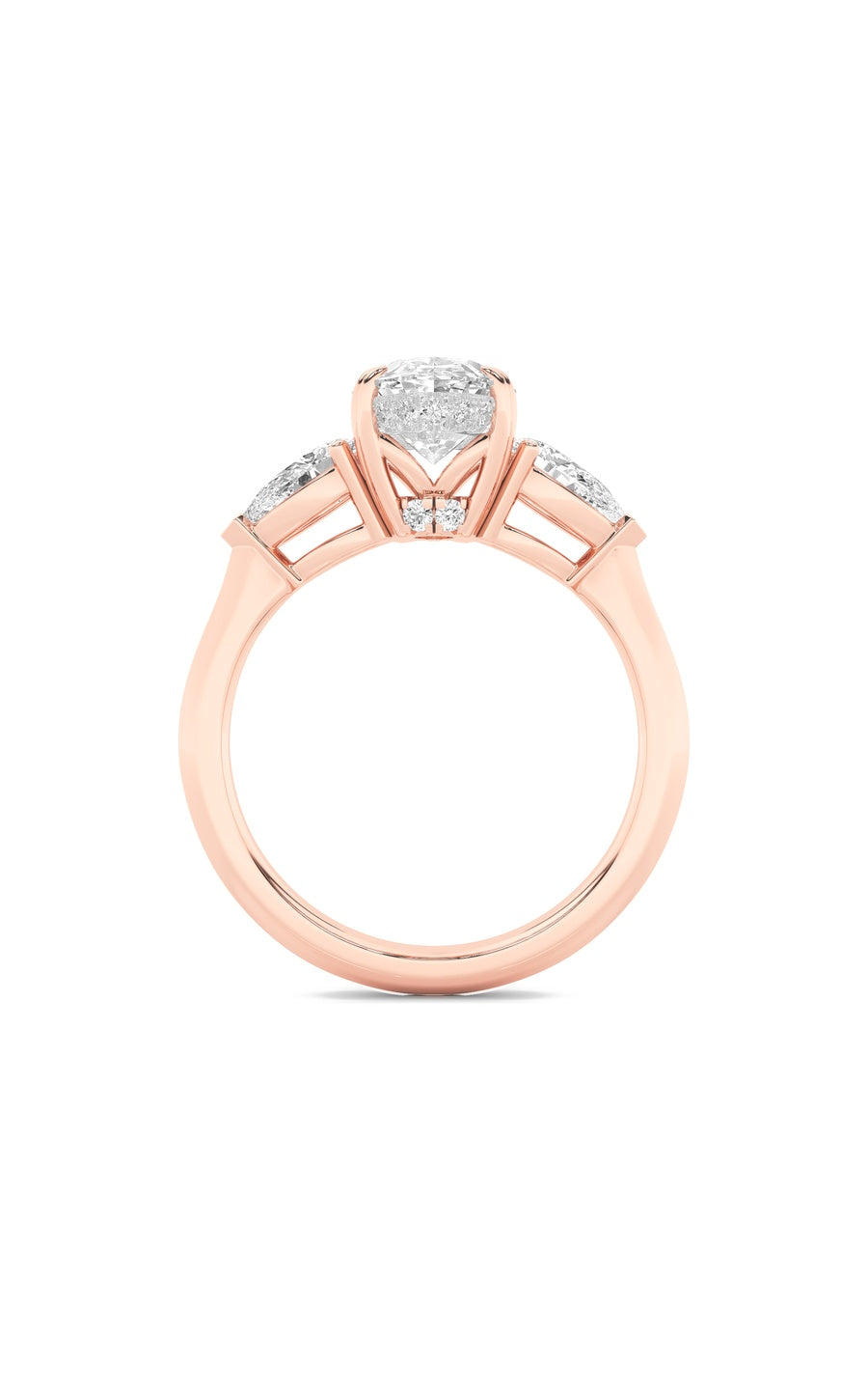 3Cttw Oval Shaped Lab Grown Diamond (F/VS) Three Stone Hidden Halo Ring in 14K Gold