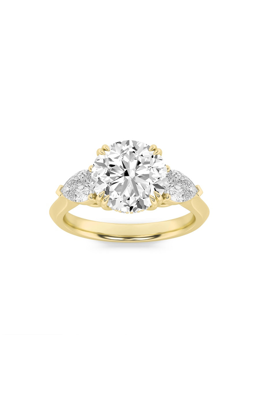 3Cttw Round Shaped Lab Grown Diamond (F/VS) ThreeStone Hidden Halo Ring in 14K Gold
