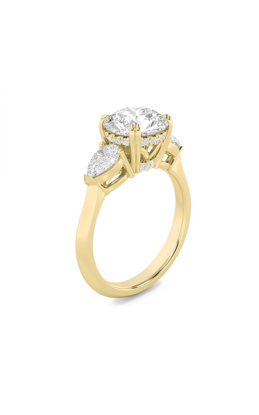 3Cttw Round Shaped Lab Grown Diamond (F/VS) ThreeStone Hidden Halo Ring in 14K Gold