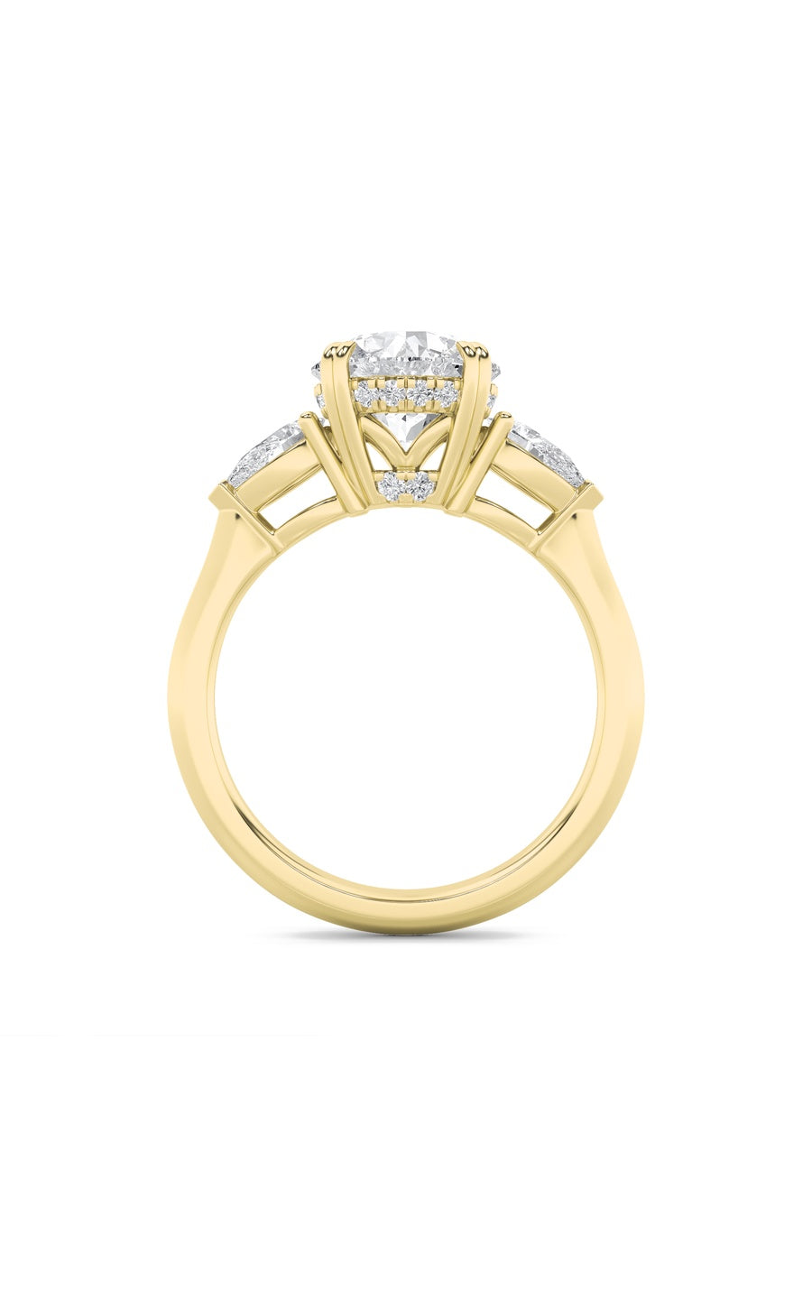 3Cttw Round Shaped Lab Grown Diamond (F/VS) ThreeStone Hidden Halo Ring in 14K Gold