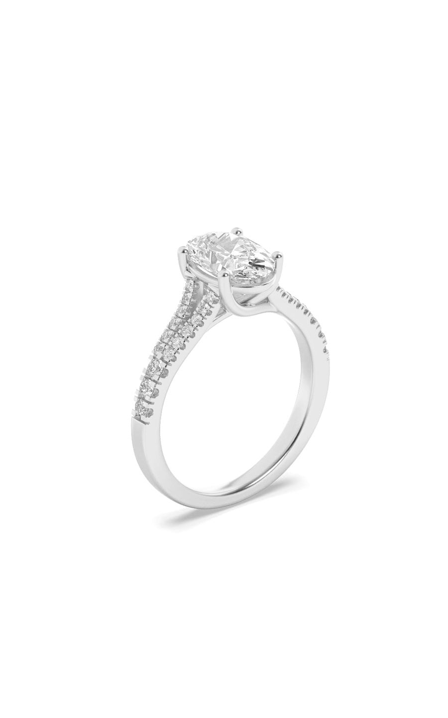 2Cttw Oval Shaped Lab Grown Diamond (F/VS) Split Shank Trellis Engagement Ring in 14K Gold