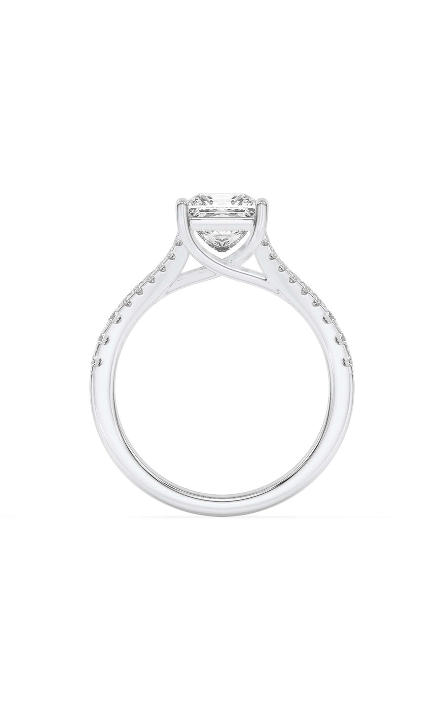 2Cttw Princess Shaped Lab Grown Diamond (F/VS) Split Shank Trellis Engagement Ring in 14K Gold