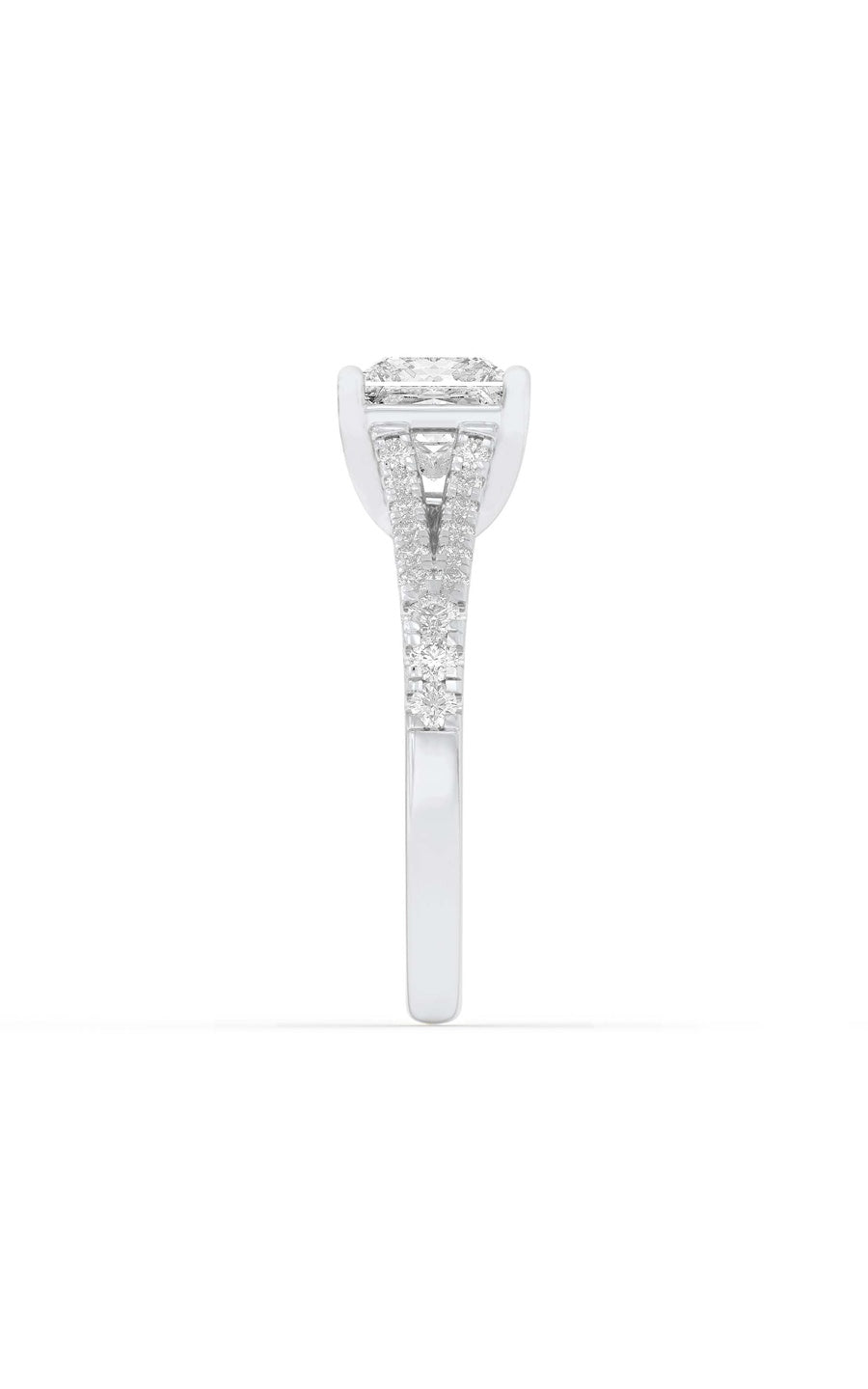 2Cttw Princess Shaped Lab Grown Diamond (F/VS) Split Shank Trellis Engagement Ring in 14K Gold