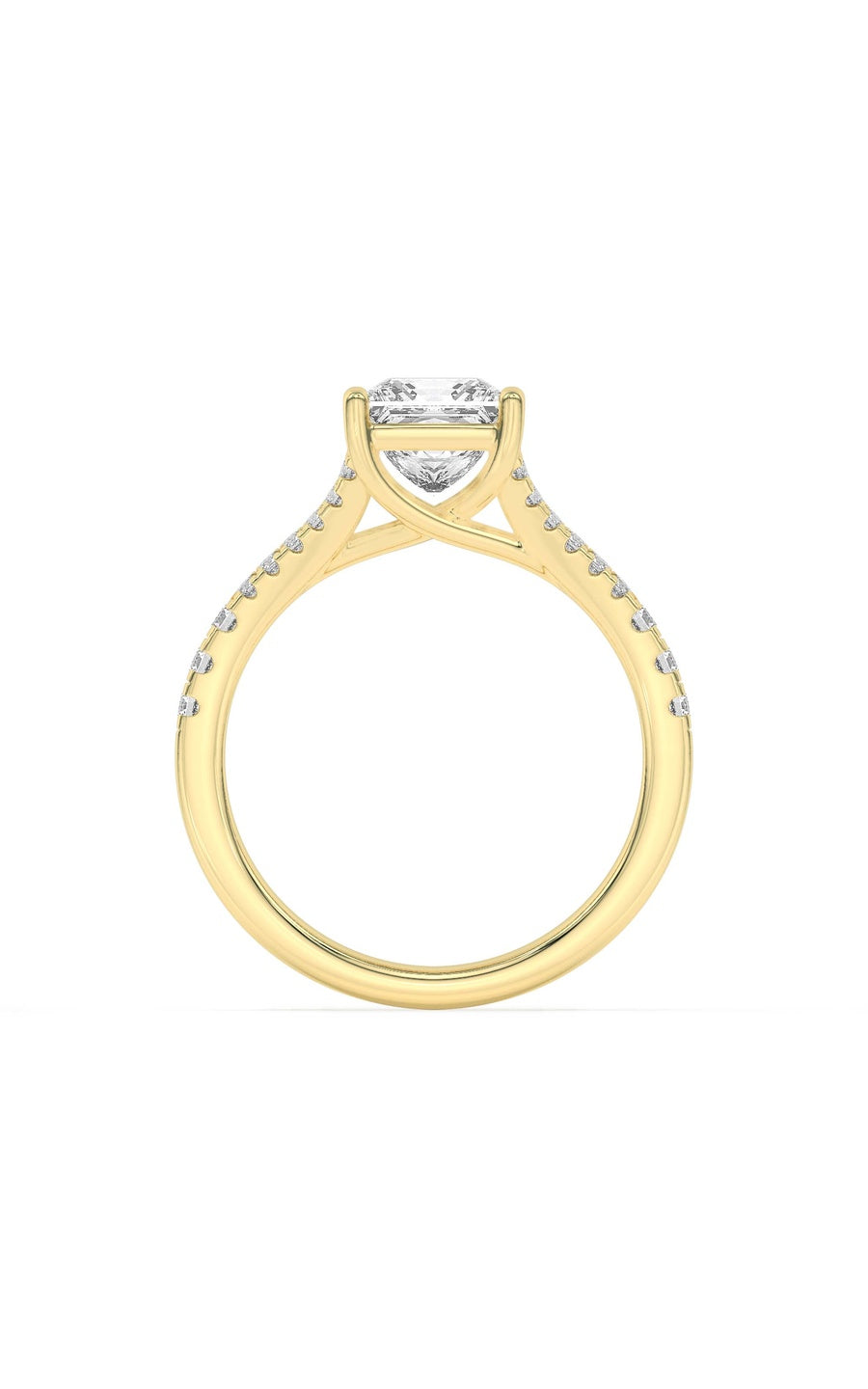 2Cttw Princess Shaped Lab Grown Diamond (F/VS) Split Shank Trellis Engagement Ring in 14K Gold