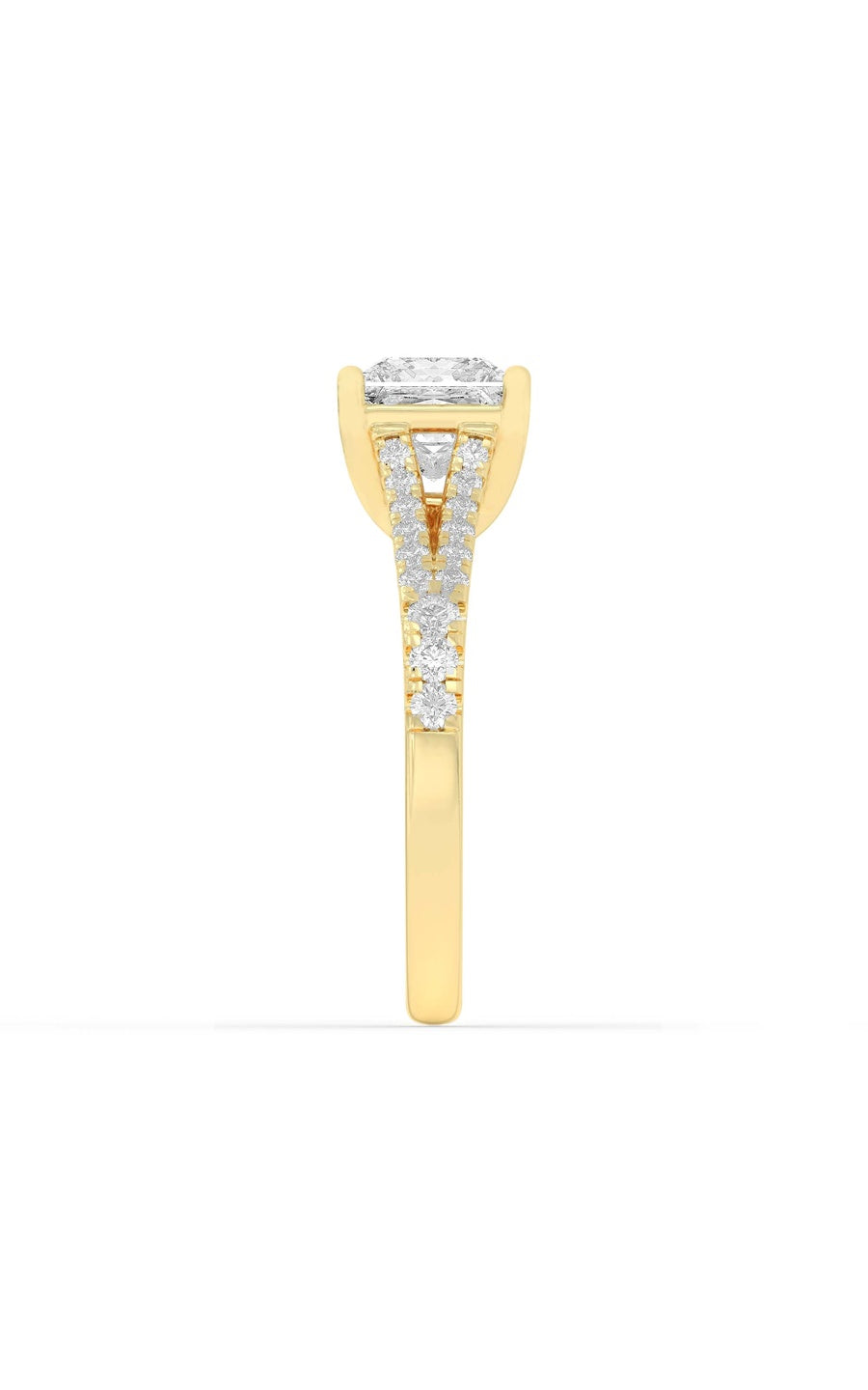 2Cttw Princess Shaped Lab Grown Diamond (F/VS) Split Shank Trellis Engagement Ring in 14K Gold