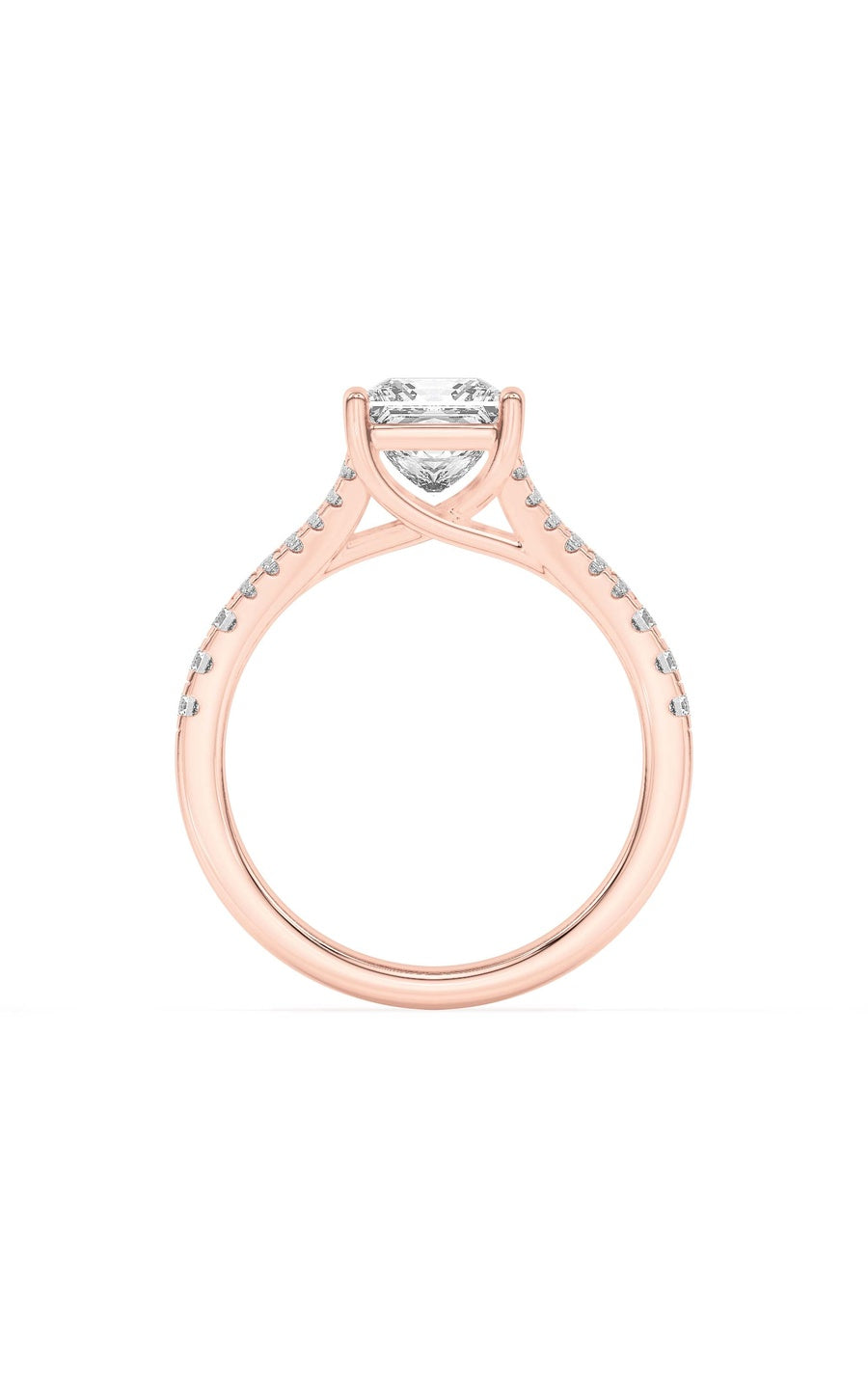 2Cttw Princess Shaped Lab Grown Diamond (F/VS) Split Shank Trellis Engagement Ring in 14K Gold