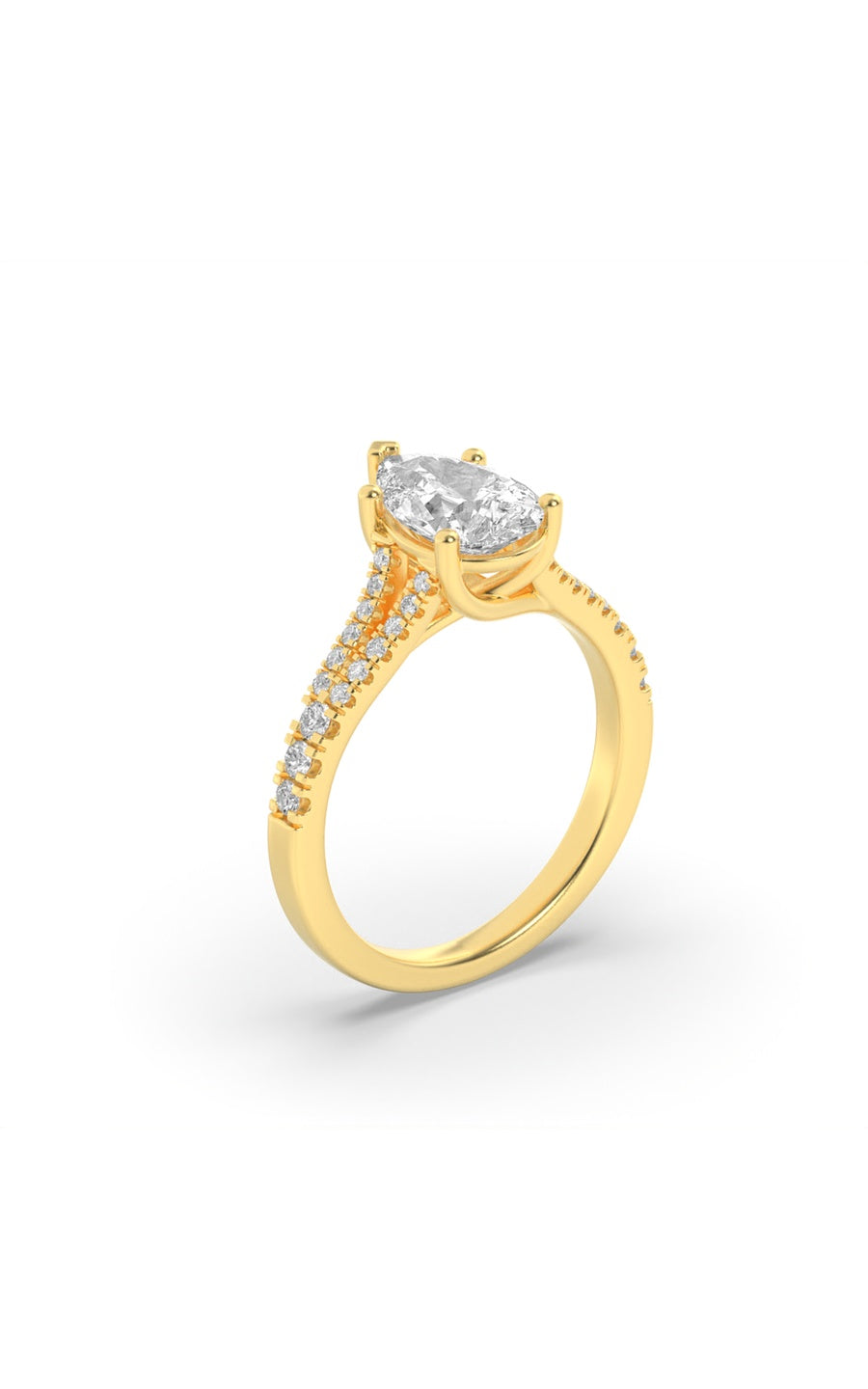 2Cttw Pear Shaped Lab Grown Diamond (F/VS) Split Shank Trellis Engagement Ring in 14K Gold