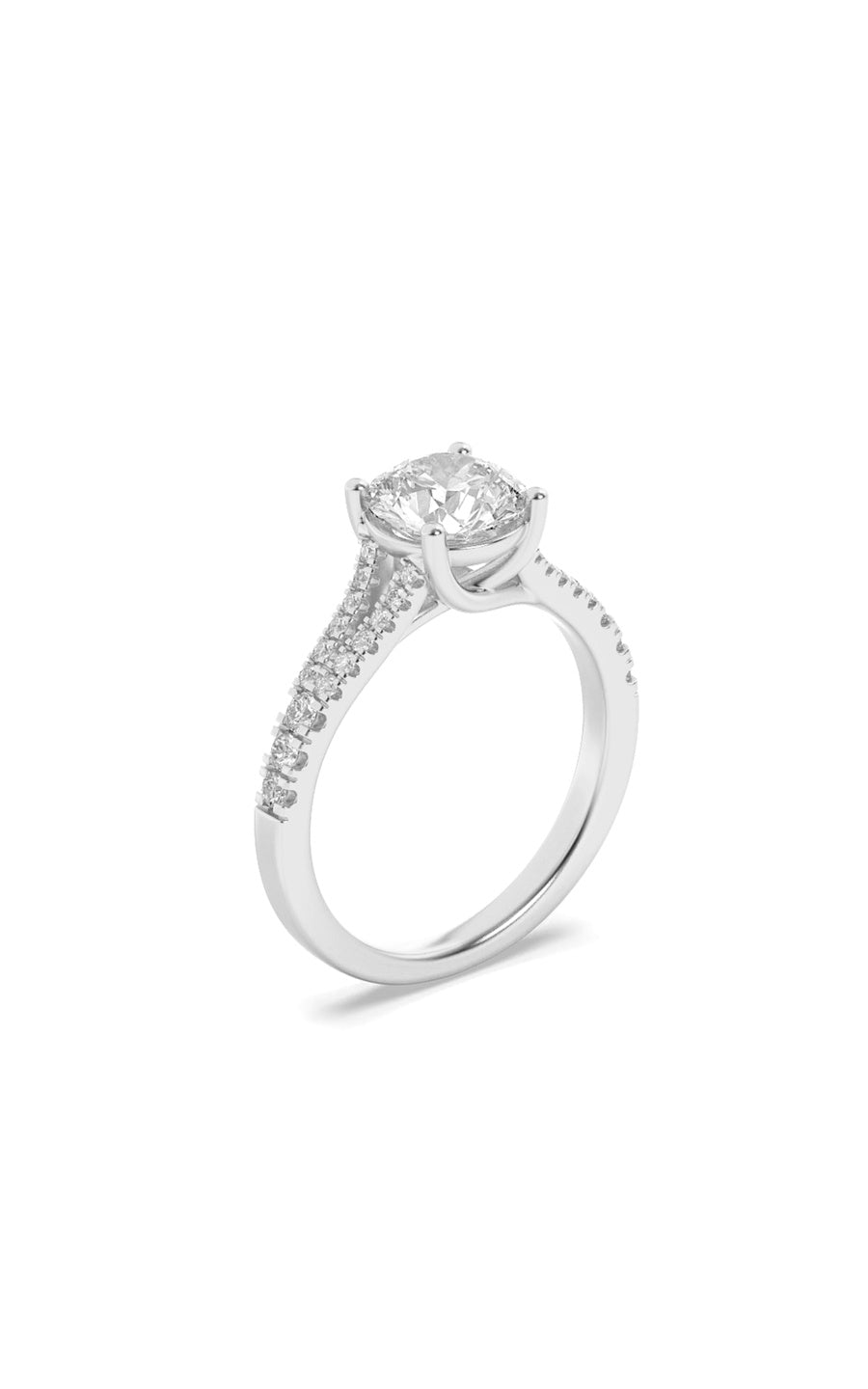2Cttw Round Shaped Lab Grown Diamond (F/VS) SplitShank Trellis Engagement Ring in 14K Gold