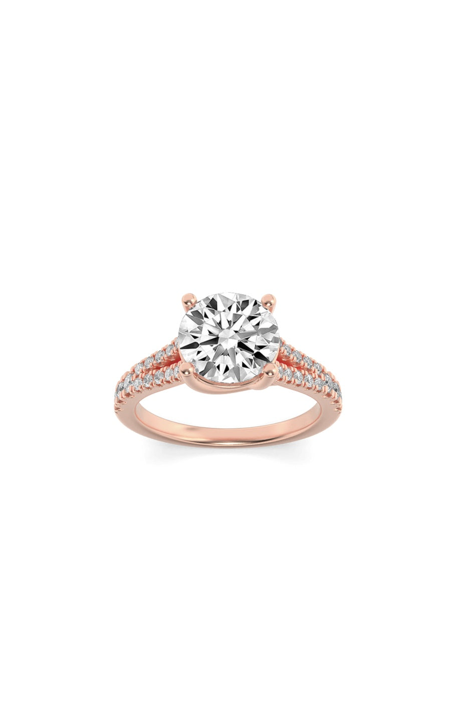 2Cttw Round Shaped Lab Grown Diamond (F/VS) SplitShank Trellis Engagement Ring in 14K Gold