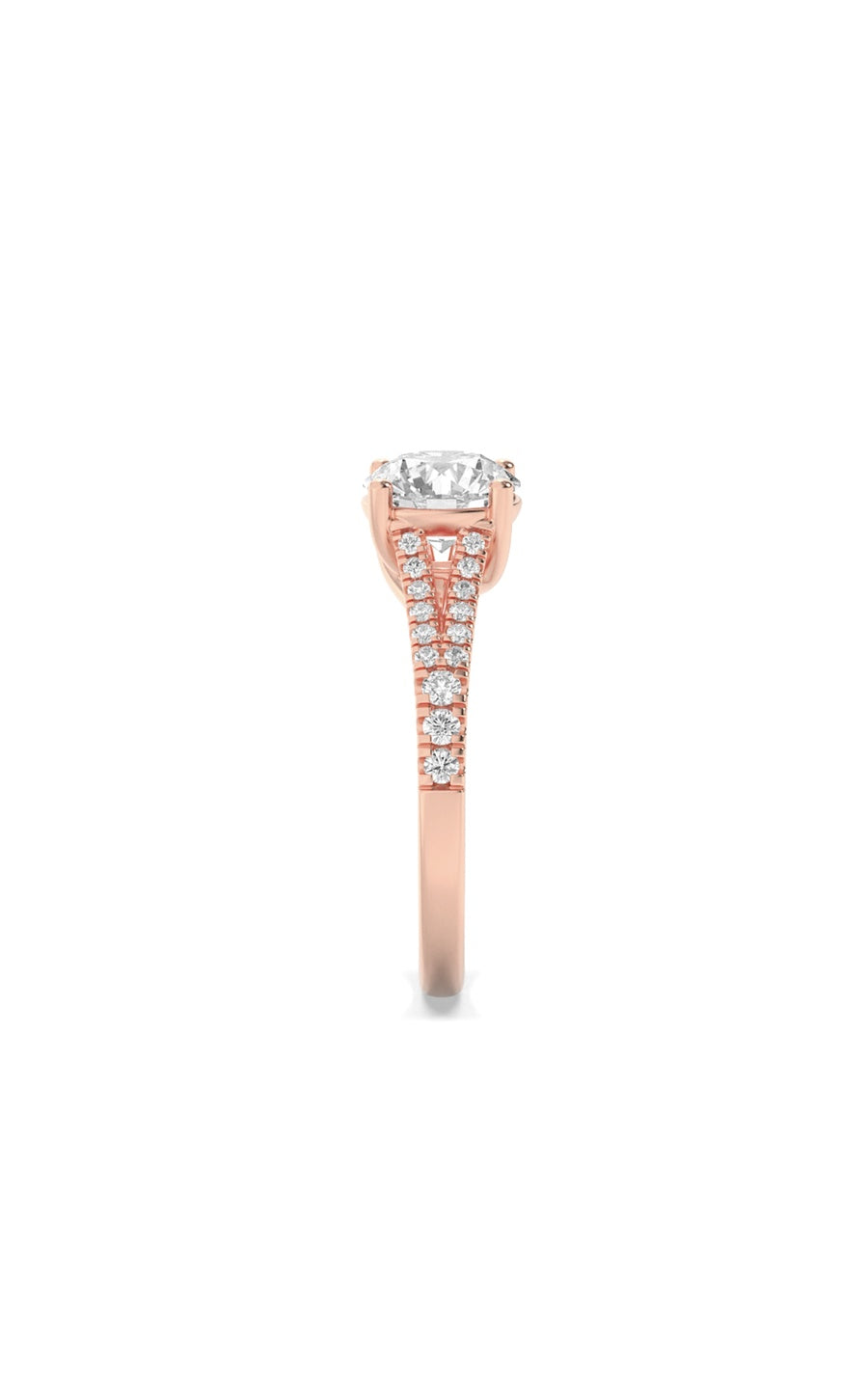 2CTW Round Shaped Lab Grown Diamond (F/VS) Split Shank Trellis Engagement Ring in 14K Gold