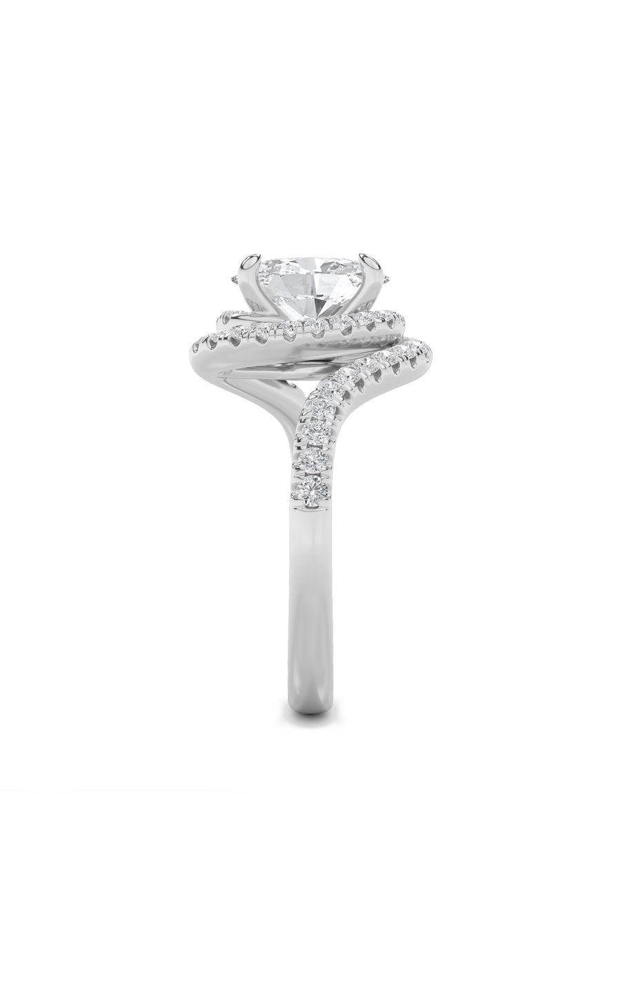 2Cttw Oval Shaped Lab Grown Diamond (F/VS) Swirl Accented Engagement Ring in 14K Gold