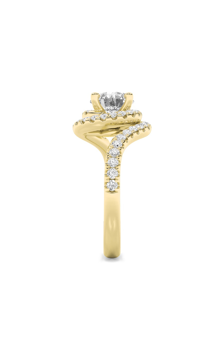 2Cttw Round Shaped Lab Grown Diamond (F/VS) SwirlAccented Engagement Ring in 14K Gold