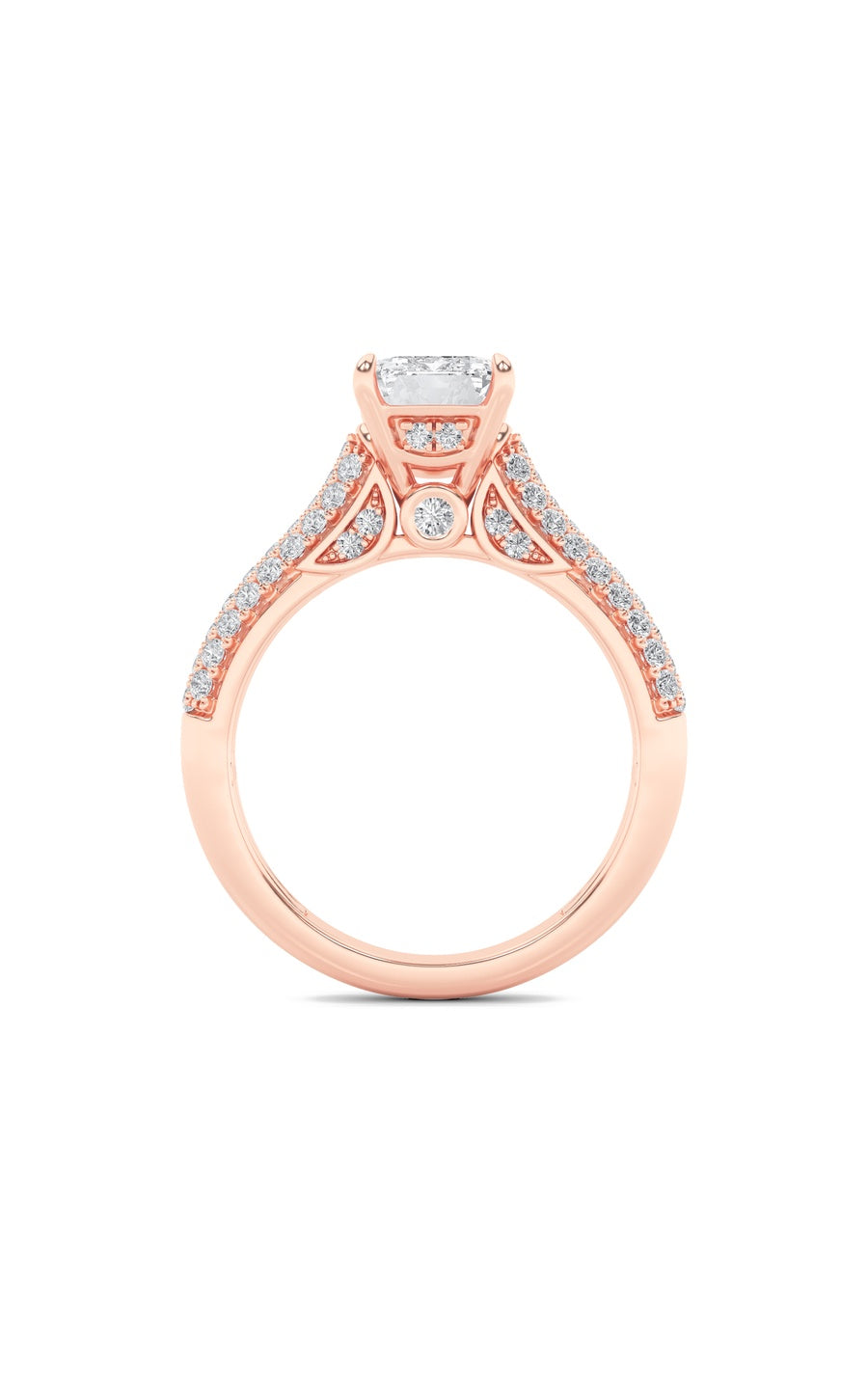 2.5Cttw Emerald Shaped Lab Grown Diamond (F/VS) Hidden Halo Accented Engagement Ring in 14K Gold