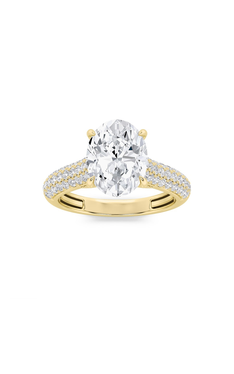 1.5Cttw Oval Shaped Lab Grown Diamond (F/VS) Hidden Halo Accented Engagement Ring in 14K Gold