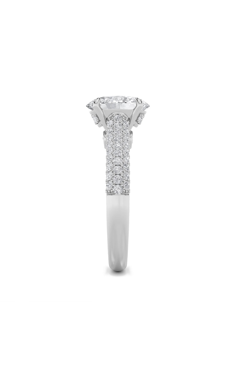 2.5Cttw Oval Shaped Lab Grown Diamond (F/VS) Hidden Halo Accented Engagement Ring in 14K Gold