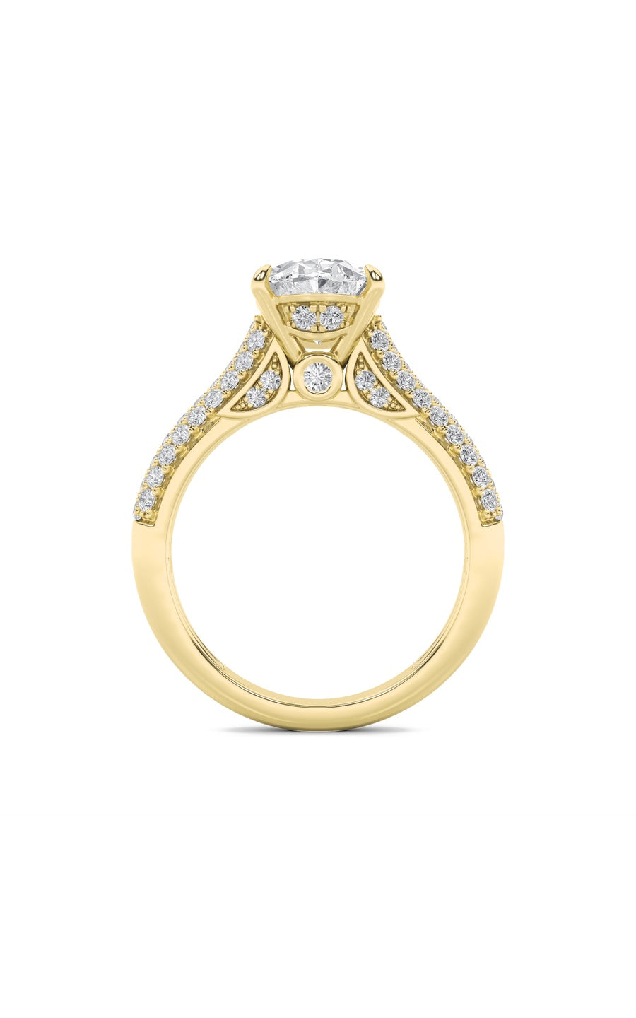 2.5Cttw Oval Shaped Lab Grown Diamond (F/VS) Hidden Halo Accented Engagement Ring in 14K Gold
