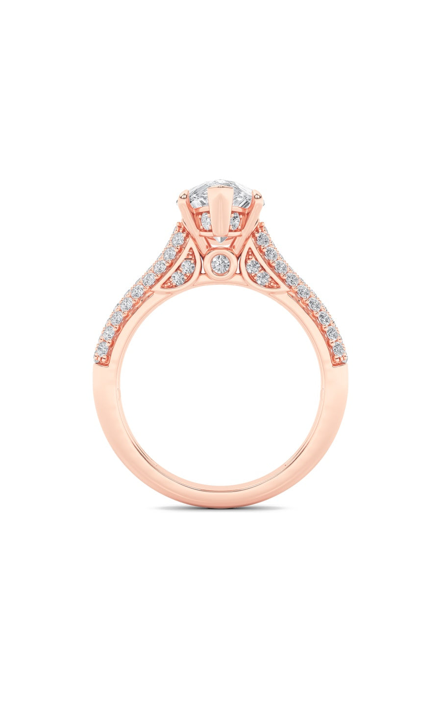 2.5Cttw Pear Shaped Lab Grown Diamond (F/VS) Hidden Halo Accented Engagement Ring in 14K Gold