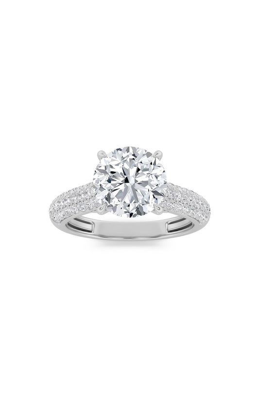 1.5Cttw Round Shaped Lab Grown Diamond (F/VS) Hidden Halo Accented Engagement Ring in 14K Gold