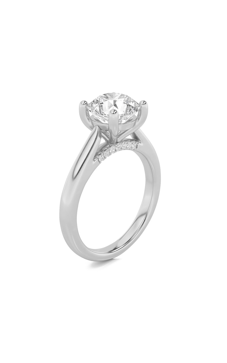 1Cttw Round Shaped Lab Grown Diamond (F/VS) Accented Enagement Ring in 14K Gold