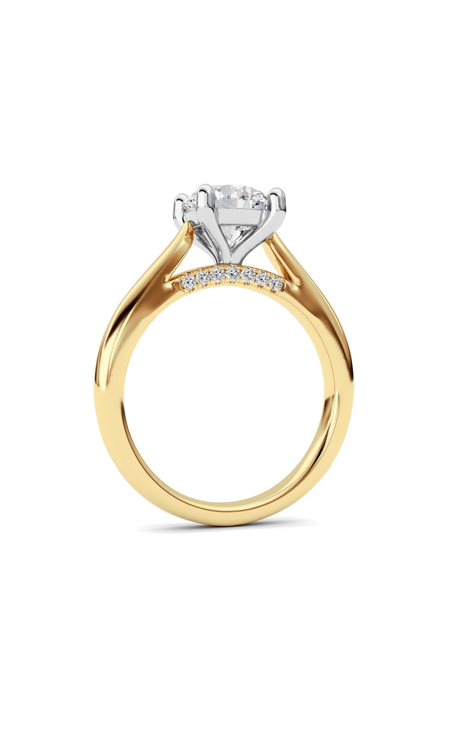 2Cttw Round Shaped Lab Grown Diamond (G/VS) Accented Enagement Ring in 14K Gold