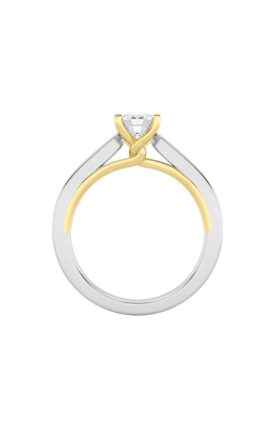 1Cttw Elongated Cushion Shaped Lab Grown Diamond (F/VS) Two Tone Twisted Basket Cathedral Shank Solitaire Ring in 14K Gold