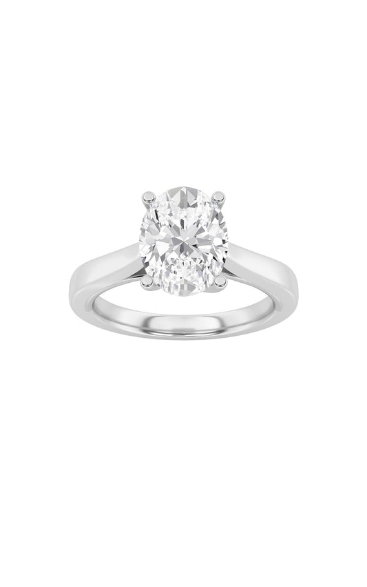 3Cttw Oval Shaped Lab Grown Diamond (G/VS) TwistedBasket Cathedral Shank Solitaire Ring in 14K Gold