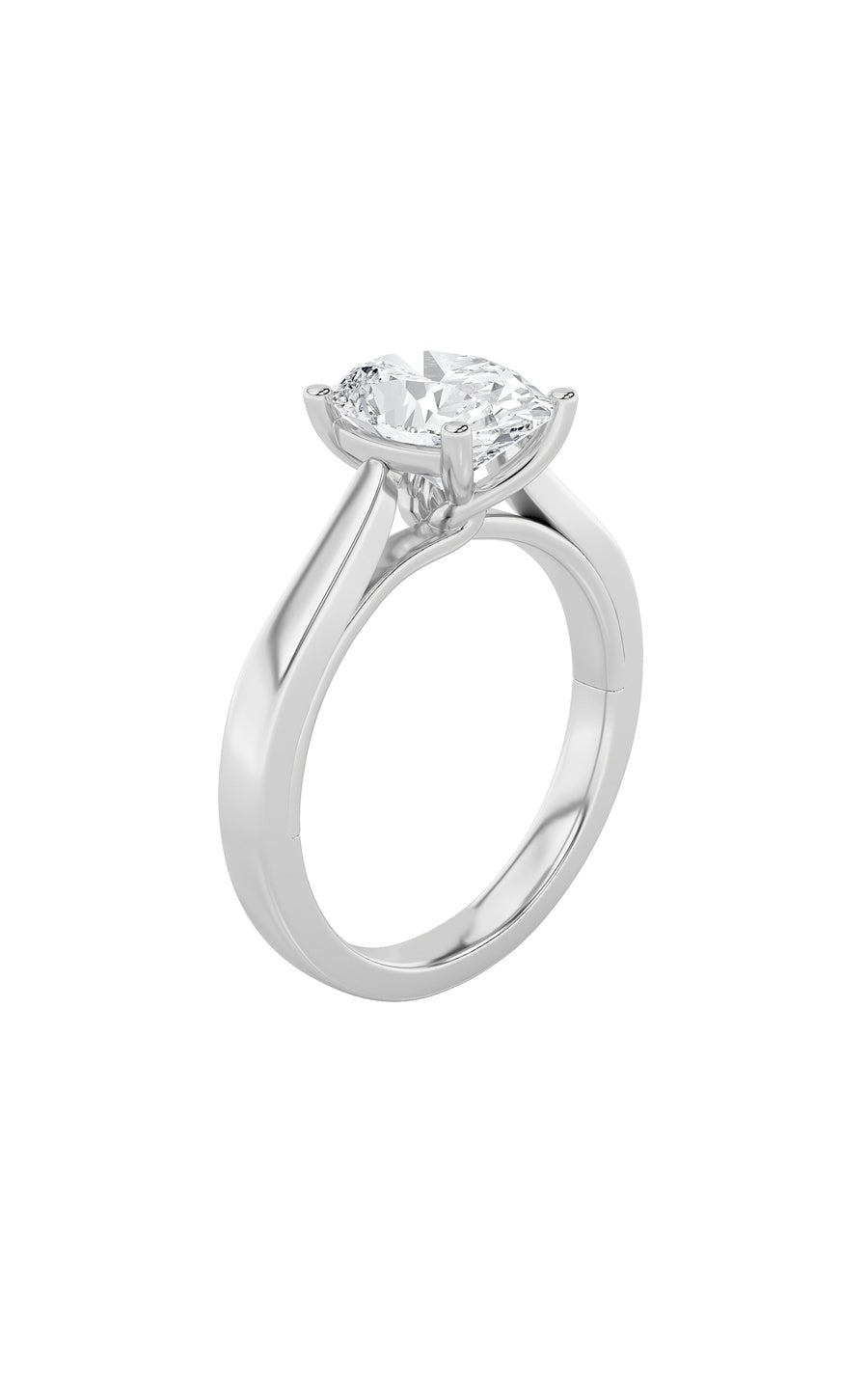 3Cttw Oval Shaped Lab Grown Diamond (G/VS) TwistedBasket Cathedral Shank Solitaire Ring in 14K Gold