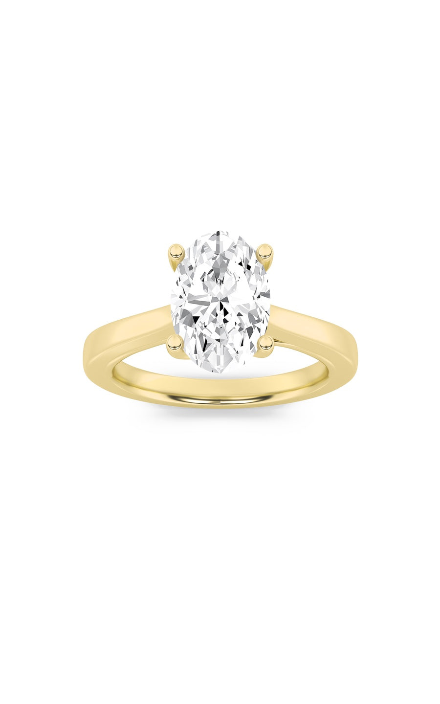 3Cttw Oval Shaped Lab Grown Diamond (G/VS) TwistedBasket Cathedral Shank Solitaire Ring in 14K Gold