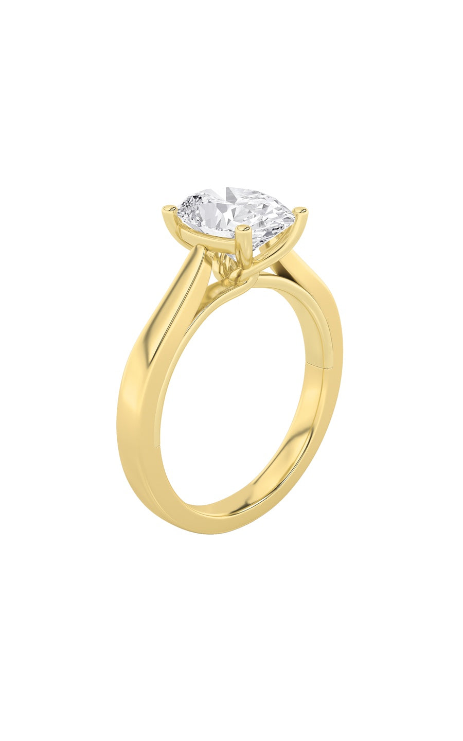 3Cttw Oval Shaped Lab Grown Diamond (G/VS) TwistedBasket Cathedral Shank Solitaire Ring in 14K Gold