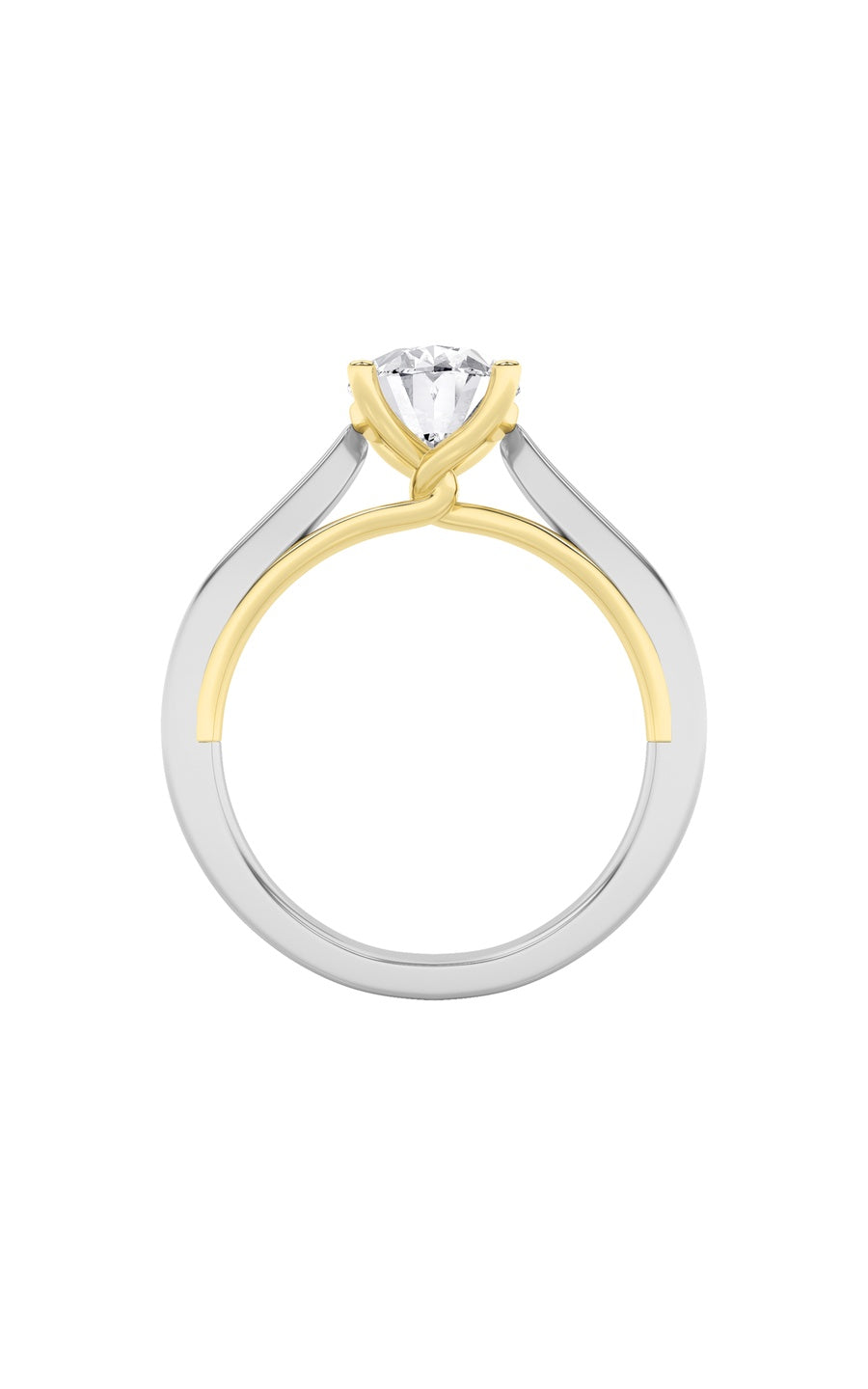 3Cttw Oval Shaped Lab Grown Diamond (G/VS) TwistedBasket Cathedral Shank Solitaire Ring in 14K Gold