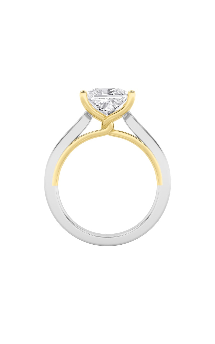 2Cttw Princess Shaped Lab Grown Diamond (F/VS) TwoTone Twisted Basket Cathedral Shank Solitaire Ring in 14K Gold