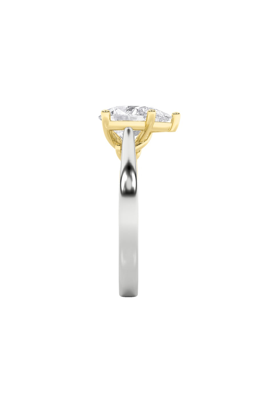 2Cttw Pear Shaped Lab Grown Diamond (F/VS) Two Tone Twisted Basket Cathedral Shank Solitaire Ring in14K Gold