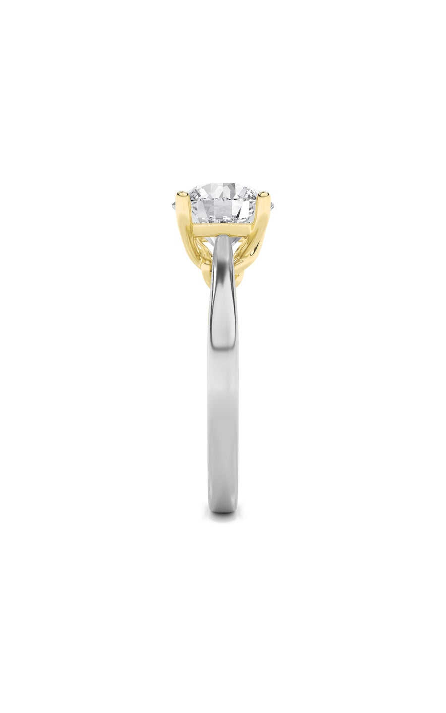 1Cttw Round Shaped Lab Grown Diamond (F/VS) Two Tone Twisted Basket Cathedral Shank Solitaire Ring in 14K Gold