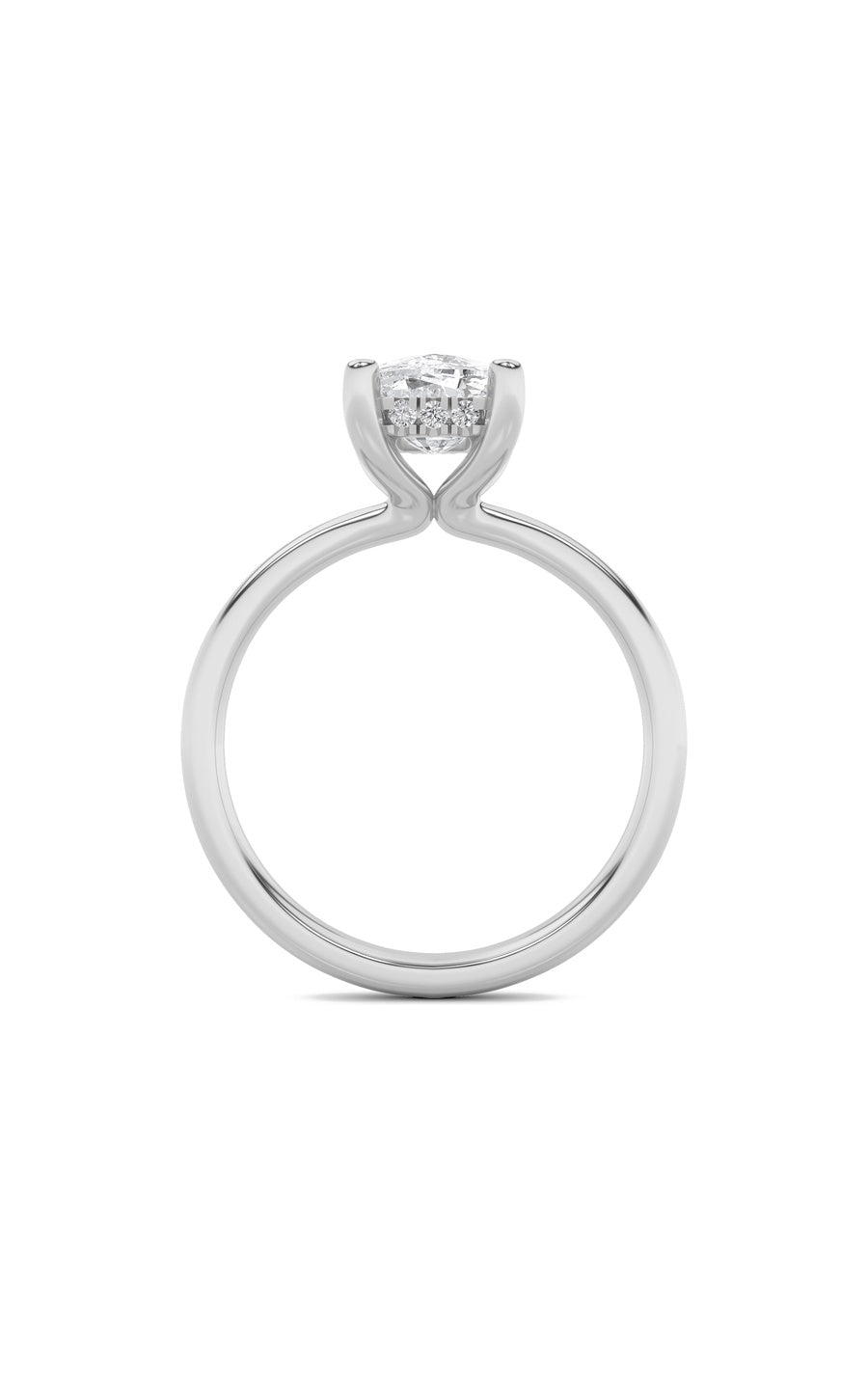 2.5Cttw Elongated Cushion Shaped Lab Grown Diamond(G/VS) Hidden Halo Petite Shank Ring in 14K Gold