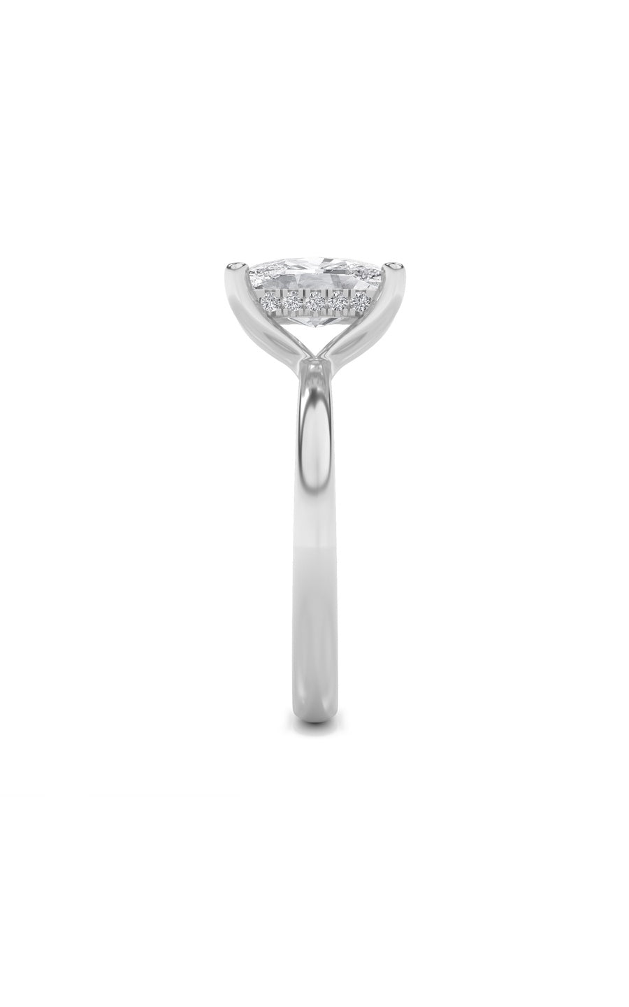 2.5Cttw Elongated Cushion Shaped Lab Grown Diamond(G/VS) Hidden Halo Petite Shank Ring in 14K Gold