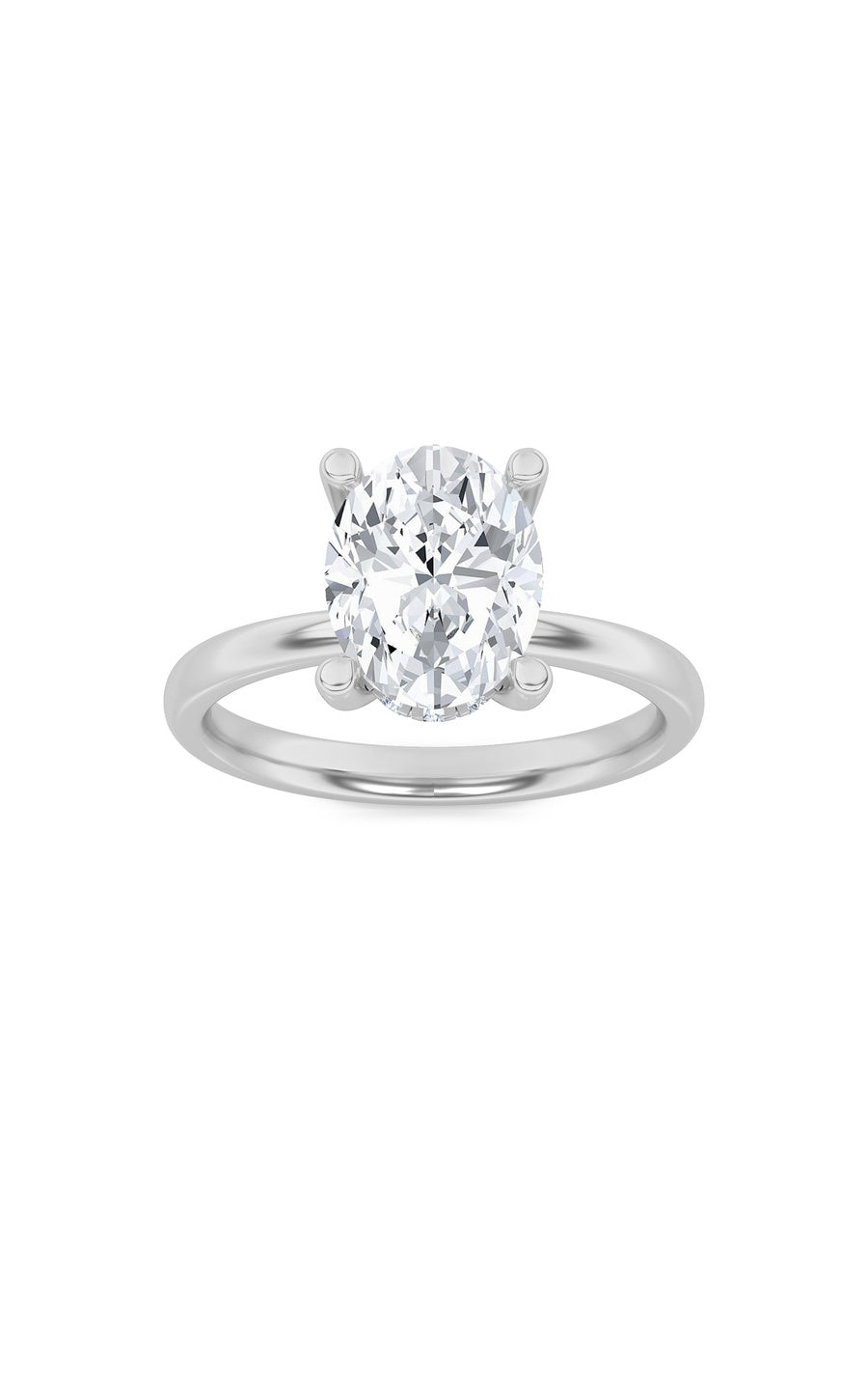 2Cttw Oval Shaped Lab Grown Diamond (F/VS) HiddenHalo Petite Shank Ring in 14K Gold