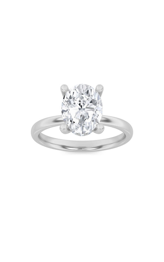 2Cttw Oval Shaped Lab Grown Diamond (F/VS) HiddenHalo Petite Shank Ring in 14K Gold