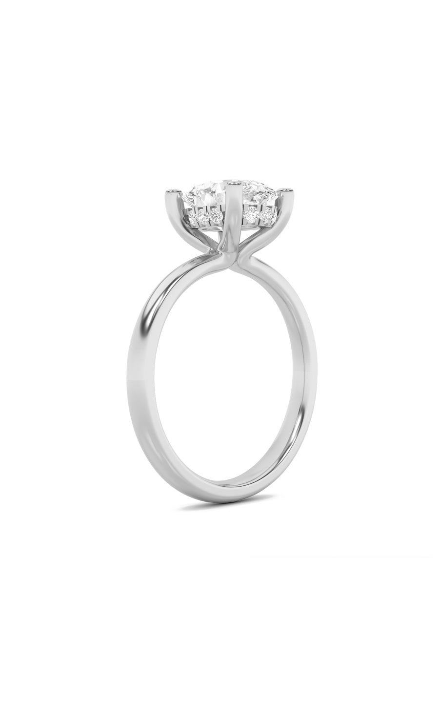2Cttw Oval Shaped Lab Grown Diamond (F/VS) HiddenHalo Petite Shank Ring in 14K Gold