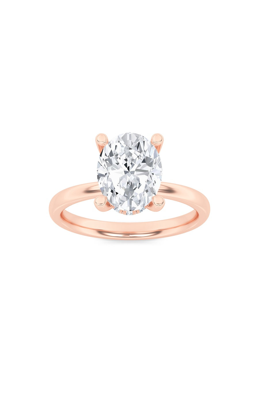 2Cttw Oval Shaped Lab Grown Diamond (F/VS) HiddenHalo Petite Shank Ring in 14K Gold
