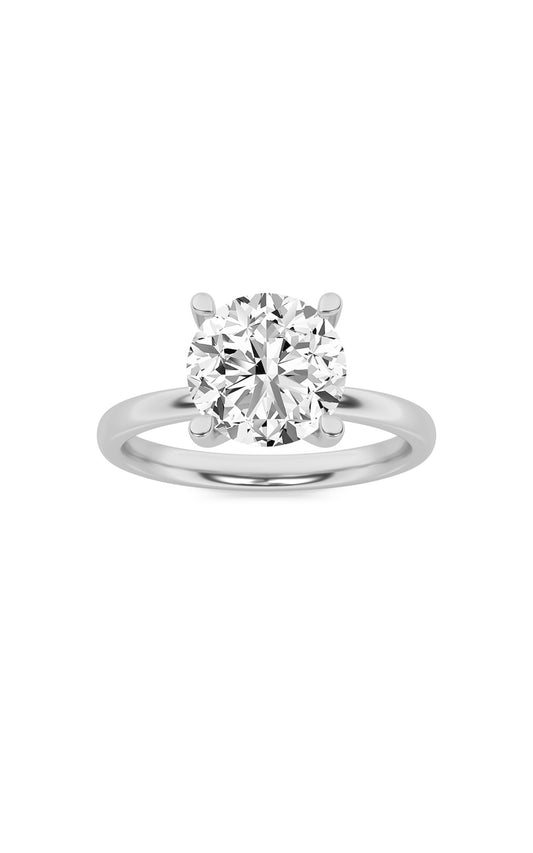 2Cttw Round Shaped Lab Grown Diamond (F/VS) HiddenHalo Petite Shank Ring in 14K Gold